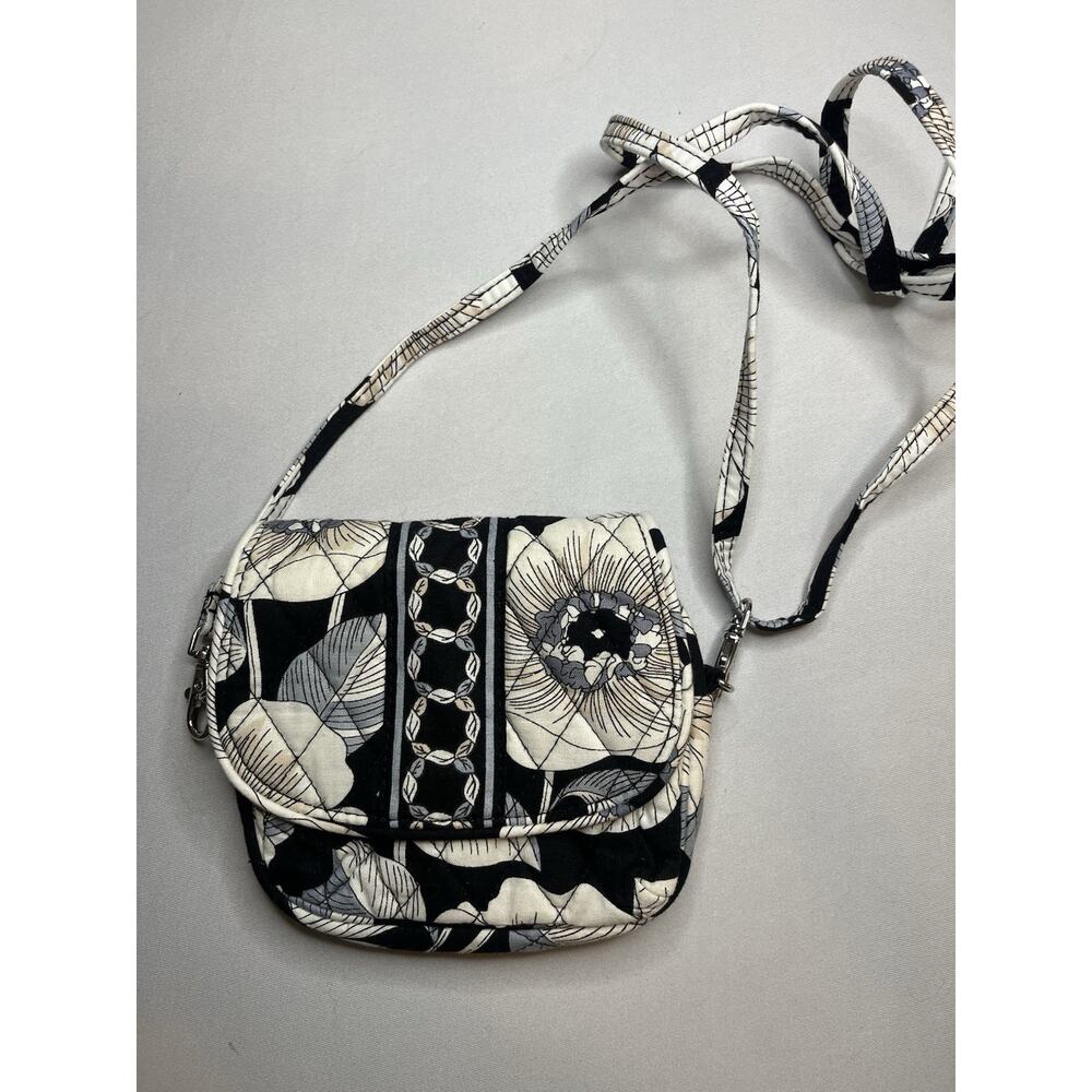 Vera Bradley Lizzy Camellia Crossbody Purse White Gray Black Floral